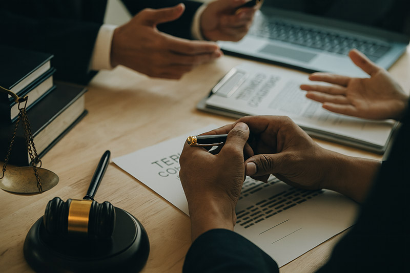 A law office team working